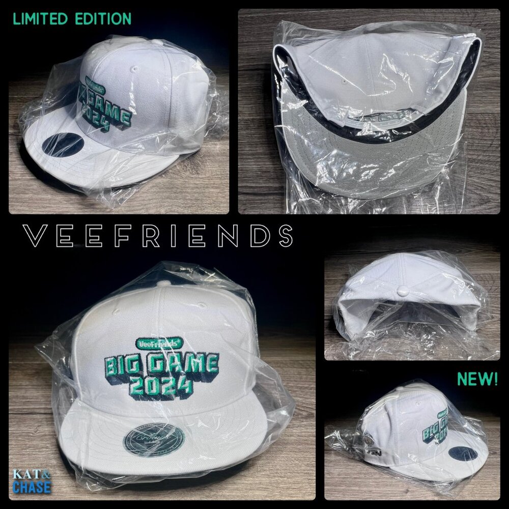 NWOT VeeFriends Exclusive Big Game 2024 Hat - Fanatics White Hat with Black Cat